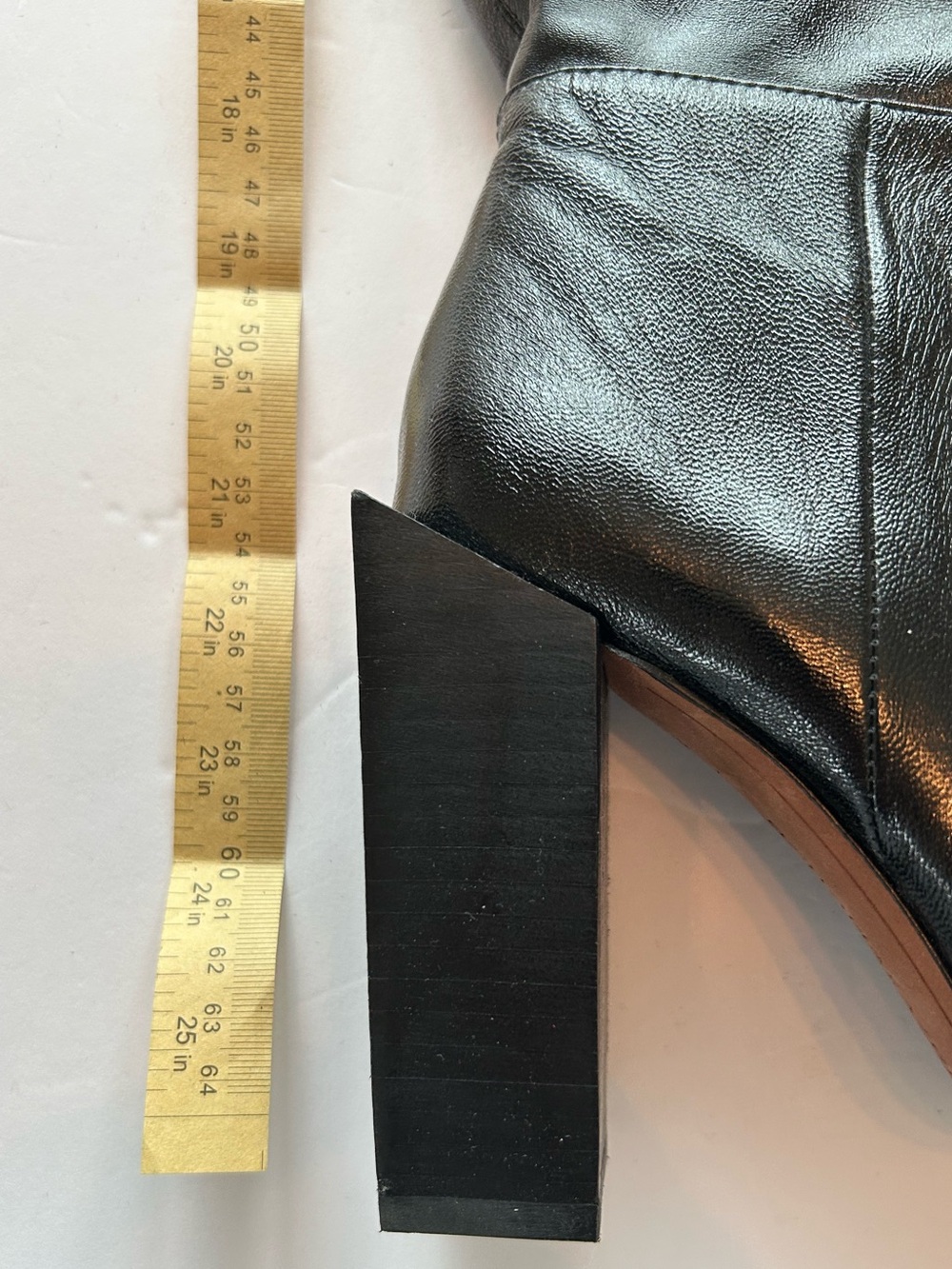 BCBG Black Leather Over-the-Knee Block Heel Boots - Picture 8 of 10